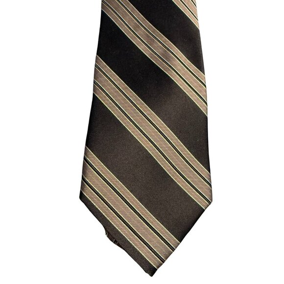 Mens J. Ferrar Black and White Striped Tie - Picture 2 of 3